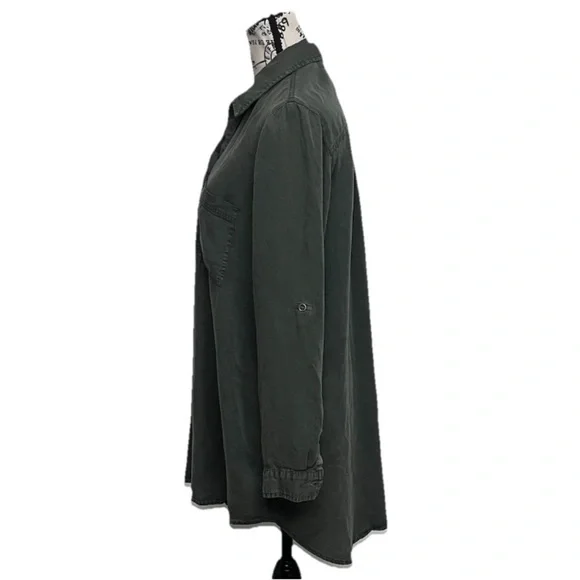 AMI Green Lyocell Utility Mini Dress S – Army Gorpcore Western Cowgirl Forest - Picture 4 of 9